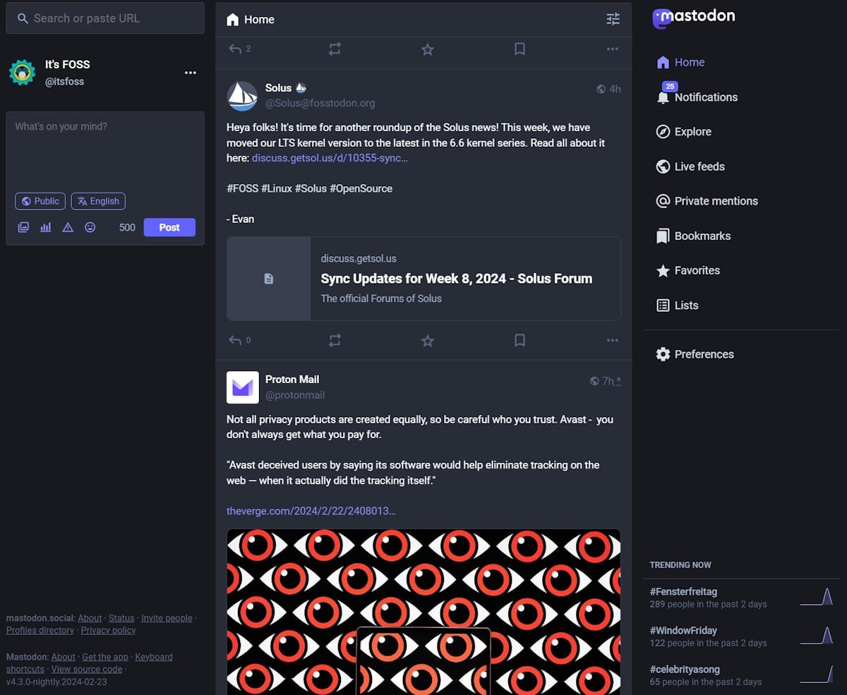 mastodon homepage screenshot