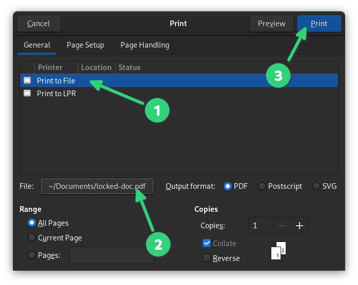 Printing PDF to a file so that it can save PDF file without password