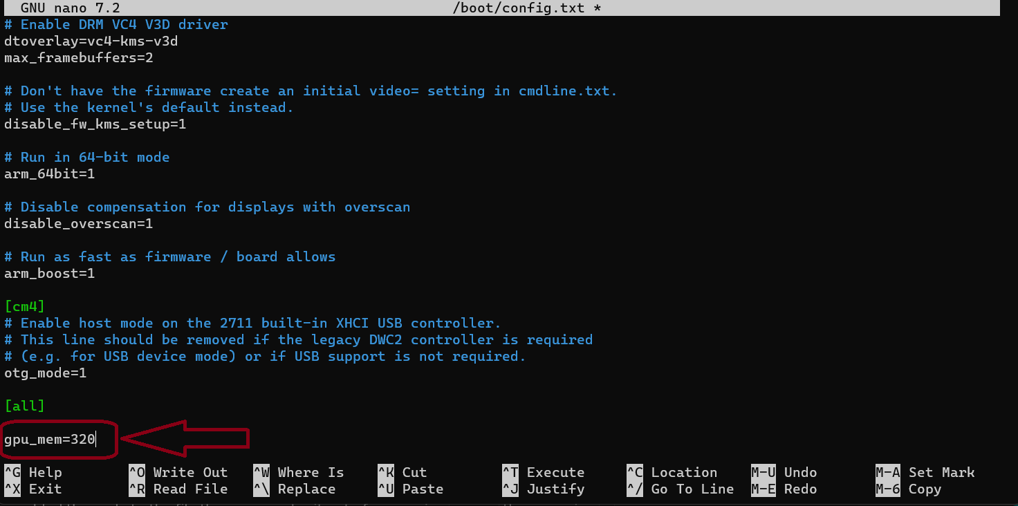 increasing video memory for Raspberry Pi