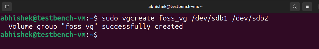 Creating volume group with vgcreate