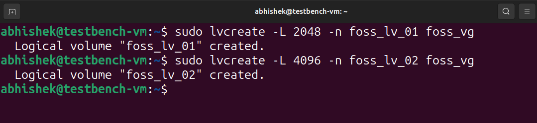 Creating logical volume